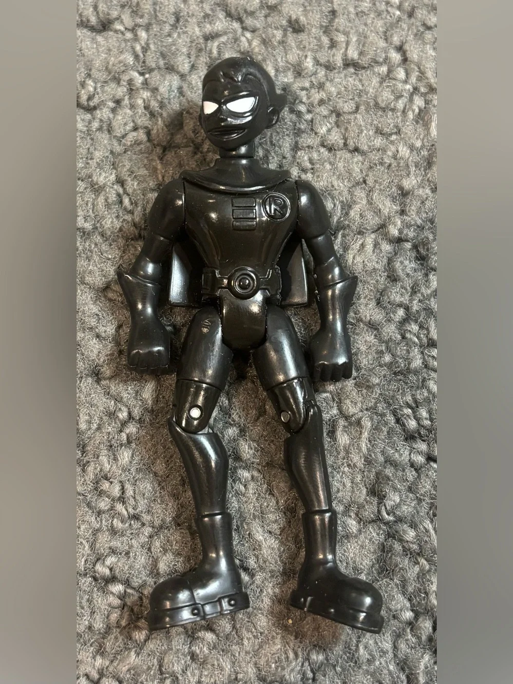 Vintage Black White Action Figure R Badge Cape 3.5”